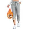Aisprts Pantaloni Tuta Donna, Pantaloni Termici Invernali da Donna, Pantaloni in Pile Ispessito Pantaloni Felpati Donna con 2 Tasche, Elastico in Vita, Coulisse, T1 Grigio Chiaro, S