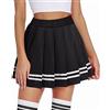 Avidlove Donna Gonna Corta Costume di Carnevale Gonna Sexy Gonna di Base a Pieghe Abito a Quadri Rave Outfit Gonna a Pieghe a Vita Alta Sportiva Tennis Party Mini Scuola Elastica A-Line Nero XXL