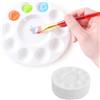 DEARBAG 20 Pezzi Tavolozza di Miscelazione in Plastica, Rotondo Vassoio di Palette con 10 Campi di Miscelazione per Pittura Acrilica, Olio, Acquerelli, Fai da Te, Accessori di Pittura (Bianco, 16 × 16 cm)
