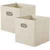 powerking Contenitore contenitore di stoccaggio in tessuto, 2 Pack pieghevole panno di stoccaggio Cube Organizer Cassetto con maniglia in metallo per armadio e giocattoli di stoccaggio, Beige