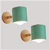 LIGKIN 2 Pezzi Applique da Parete Interni E27 Lampada da Parete Legno Regolabile Lampada da parete con Paralume in Metallo Faretto Luce per Comodino Ufficio Soggiorno Lettura, Verde