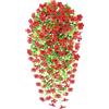 Epaing 2 Pièces Fleurs Artificielles, artificielles Murales Suspendues Fleurs extérieures Paniers mur de fleur, Plantes Artificielles pour Célébration Cuisine Jardin Bureau(Rosso)
