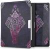 kwmobile Custodia eReader Compatibile con Kobo Aura Edition 1 Cover - eBook Reader Flip Case - fucsia/antracite - Elefante etnico