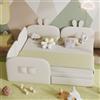 Home Enjoy DE Divano letto coniglio, Letto per Bambini, 2 Letti Singoli, Struttura Imbottita, senza Materasso, 90x200 cm & 180x200 cm, Beige