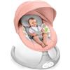 Bioby Sdraietta Neonati, Dondolo Neonati Elettrico con 5 Ampiezza di Dondolio, Telecomando, Bluetooth e Cintura a 5 Punti, Altalena Elettrica per Bambini da 2 a 9 kg, 0 a 10 Mesi (Rosa)