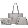 Miss Lulu borsa da donna Shopper borsa a tracolla borsa a tracolla Set da 4 pezzi con pochette da viaggio e tutti i giorni - Grigio