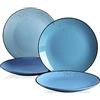 vancasso Serie NAVIA Set di 4 Piatti, 21 cm Piatti Dessert per Cucina, Piatti da Insalata in Gres, Piatti da Pizza Pasta Spaghetti, Forno a Microonde e Lavabile in Lavastoviglie, Collezione Natura