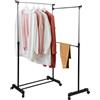 VESTIAMO CASA - Appendiabiti Estensibile in acciaio inox, metallo e plastica con ripiano poggiascarpe - h156-94x156x43 cm