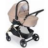 Cam Trio Fluido Easy Beige Passeggino Carrozzina Ovetto e Borsa Telaio Oro