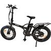 ITALMOTO ITACLODIA - ITABI0020 Bici Elettrica E-Bike Fat Fold 20", 250 Watt, 36 Volt, velocita 25 Km-h, 6 cambi marce - Nero
