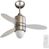 DCG VECRD65TL Ventilatore da Soffitto 3 Pale in Metallo e Plastica con Lampada e Telecomando, Acciaio, Bianco e Nero