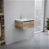Inda Mobile bagno 60 cm Rovere naturale con 1 cassetto e lavabo in ceramica - Smeraldo