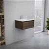 Inda Mobile bagno 60 cm Rovere castano con 1 cassetto e lavabo in ceramica - Smeraldo