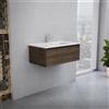 Inda Mobile bagno 80 cm Rovere castano con 1 cassetto e lavabo in ceramica - Smeraldo