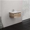 Inda Mobile bagno 60 cm Rovere naturale con 1 cassetto e lavabo opaco - Smeraldo