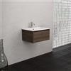 Inda Mobile bagno 60 cm Rovere castano con 1 cassetto e lavabo opaco - Smeraldo
