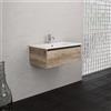Inda Mobile bagno 80 cm Rovere naturale con 1 cassetto e lavabo opaco - Smeraldo