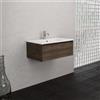 Inda Mobile bagno 80 cm Rovere castano con 1 cassetto e lavabo opaco - Smeraldo