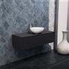 Inda Mobile bagno 120 cm Nero opaco con 1 cassetto e lavabo in appoggio - Smeraldo