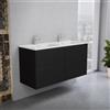 Inda Mobile bagno 120 cm Nero opaco con 4 cassetti e doppio lavabo in ceramica - Smeraldo