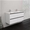 Inda Mobile bagno 120 cm Bianco opaco con 4 cassetti e doppio lavabo opaco - Smeraldo