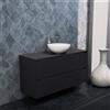 Inda Mobile bagno 120 cm Nero opaco con 2 cassetti e lavabo in appoggio - Smeraldo