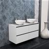Inda Mobile bagno 120 cm Bianco opaco con 4 cassetti e doppio lavabo in appoggio - Smeraldo