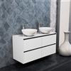 Inda Mobile bagno 120 cm Bianco lucido con 4 cassetti e doppio lavabo in appoggio - Smeraldo
