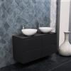 Inda Mobile bagno 120 cm Nero opaco con 4 cassetti e doppio lavabo in appoggio - Smeraldo