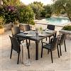 MIlani Home CALIGOLA - set tavolo in resina effetto rattan cm 150 x 90 x 74 h con 6 poltrone Alma