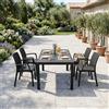 MIlani Home CALIGOLA - set tavolo in resina effetto rattan cm 150 x 90 x 74 h con 4 poltrone Alma