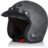 ORIGINE Casco Jet Moto Aperto Scooter Casco Motorino Vintage con Visiera Parasole Omologato ECE (Scacco Silver Matt,S)