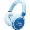 JBL Junior 470 NC Cuffie Over-Ear Bluetooth Wireless per Bambini, con Cancellazione Attiva del Rumore, Microfono Integrato, 50 Ore di Autonomia, Safe Sound, Limitatore Volume, Set Adesivi, Blu