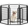 Yaheetech Recinto per Cani Cuccioli Conigli Gatti Animali da Interno e Esterno Giardino Rete Recinzione Ferro 8 pz 68 x 100 cm Pieghevole e Portatile