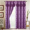 Elegant Comfort Set di 2 tende a pannello effetto jacquard con mantovana a cascata attaccata, 150 x 200 cm, lilla/viola