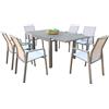 MIlani Home JERRI - set tavolo in alluminio cm 90/180 x 90 x 75 h con 6 poltrone Lotus