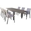 MIlani Home JERRI - set tavolo in alluminio cm 135/270 x 90 x 75 h con 6 poltrone Lotus