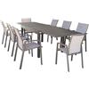 MIlani Home JERRI - set tavolo in alluminio cm 135/270 x 90 x 75 h con 8 poltrone Lotus