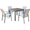 MIlani Home JERRI - set tavolo in alluminio cm 90/180 x 90 x 75 h con 4 poltrone Lotus