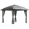 Outsunny Gazebo da giardino con 8 picchetti e ordini di fissaggio, struttura in alluminio e impermeabile UV, 3 x 3 m, grigio scuro | Aosom Italy