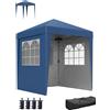 Outsunny Pergola da giardino barnum pop-up pieghevole regolabile in altezza protezione UV 30+ 3 pareti laterali blu scuro