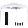 Outsunny Tonnelle 2,5 x 2,5 m gazebo da giardino Pop-up pieghevole altezza regolabile su 4 livelli tessuto Oxford anti-UV50+ telaio in acciaio sacco trasportabile incluso bianco