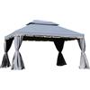 Outsunny Gazebo da giardino tenda da giardino doppio tetto con pareti e zanzariere rimovibili 4 x 3 m grigio