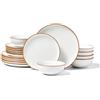 VEVOR Set di Stoviglie, 18 Pezzi Servizio per 6 Persone, Piatti Ciotole Rotondi, Stoviglie in Ceramica Antigraffio, Piatti per Lavastoviglie Microonde, per Insalata Zuppa Pasta, Bianco