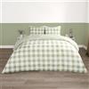 OHS Set copripiumino king size a quadri con federe, set di biancheria da letto super morbida in microfibra scozzese plaid di lusso decorativo traspirante, verde salvia e bianco