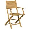 Rigamonti Sedia Pieghevole Legno di Acacia con Braccioli 54x51,5x87 cm