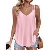 Zeagoo Canotta Donna Estivo Elegante Senza Maniche Camicette Casual Camicia Top Basic Maglietta Tops con Scollo a V Tunica Blusa Rosa Chiaro L