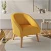 DEGHI Poltrona in velluto giallo ocra con gambe effetto legno - Fable