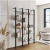 DEGHI Libreria regolabile 122x190-200h cm in alluminio nero con 12 ripiani in vetro temperato - Zed
