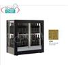 TECA per VINI con TELAIO A CORNICE in LEGNO MDF GREZZO, con VETRI SU TUTTI I LATI, cap.64 bottiglie VERTICALI, refrigerazione VENTILATA, temp.+4 +16C,per VINI BIANCHI o ROSSI, porte sui 2 fronti,V.230 1,Kw.0,12,Peso 77 Kg, dim.mm.874x568x910h
